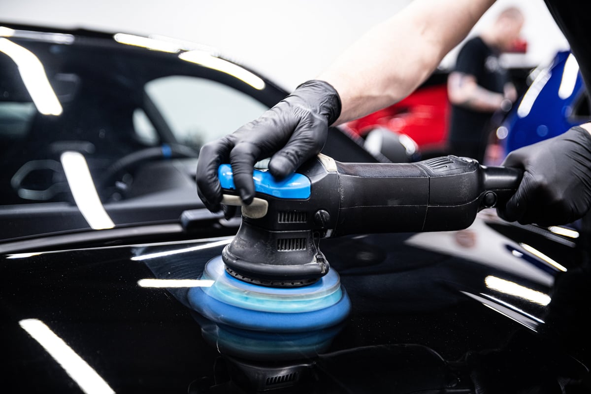 Professional mobile detailing setup with polished vehicle in Southwest Florida